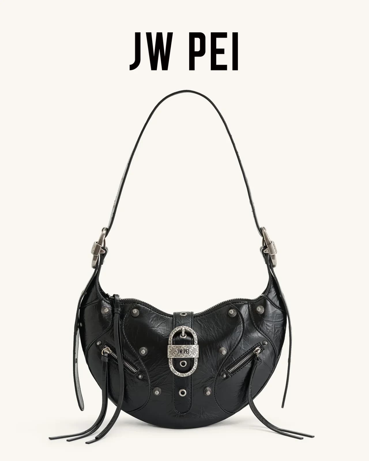 JW PEI TESSA Borsa femminile stile punk rivetto borsa di copertura del motociclo 2023 nuova borsa a tracolla con una spalla borsa casual a tre scopi
