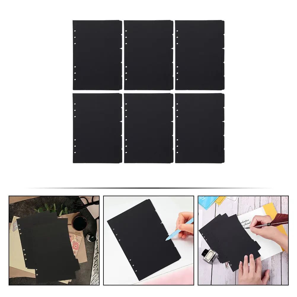 6 Set di Divisori per Quaderni A5, Segnapagina a Fogli Mobili per Agende, Documenti, Libri, Ricerche e Presentazioni, Piccoli