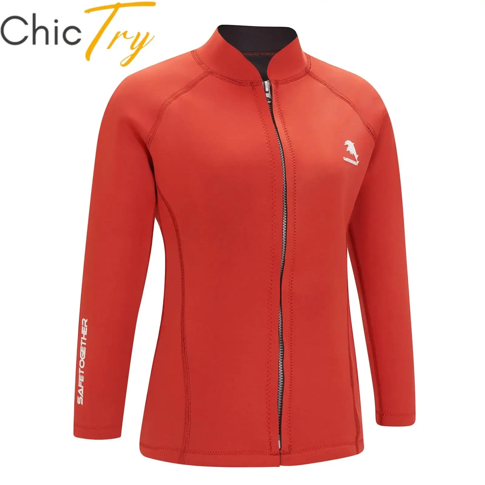 Women's Swimwear Muta 2 mm neoprene upper raised collar Long sleeve Surf thermal jacket for beach swimming Snorkeling Diving