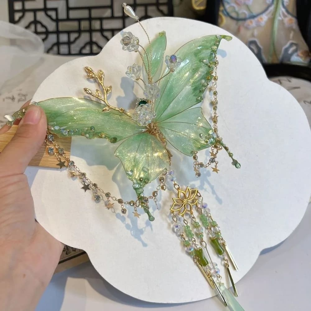 New hair clips with soft fairy wing Handmade colored hair clips with tassel Siren hair accessories Accessories for girls