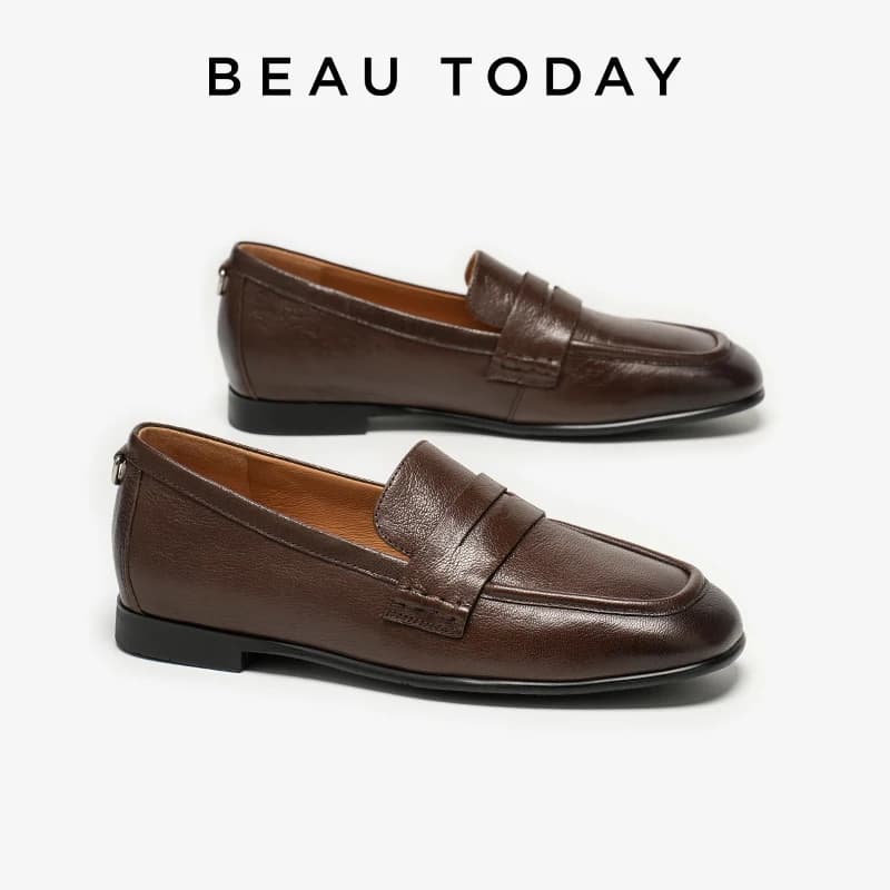 BEAUTODAY Penny Mocassini Women's Peacock Leather Ceretta Square Toe Slip-on Apartments Casual Women's Office Shoes Handmade 26284