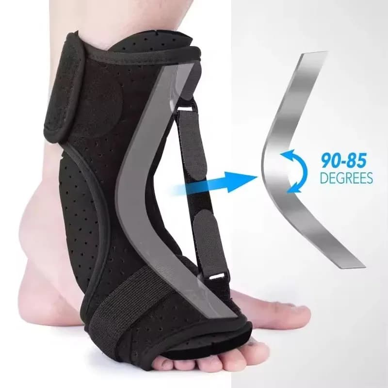 Supporto per caviglia regolabile per ortesi per piede cadente con supporto per fascia plantare e strumento di rinforzo per stecca con striscia di alluminio