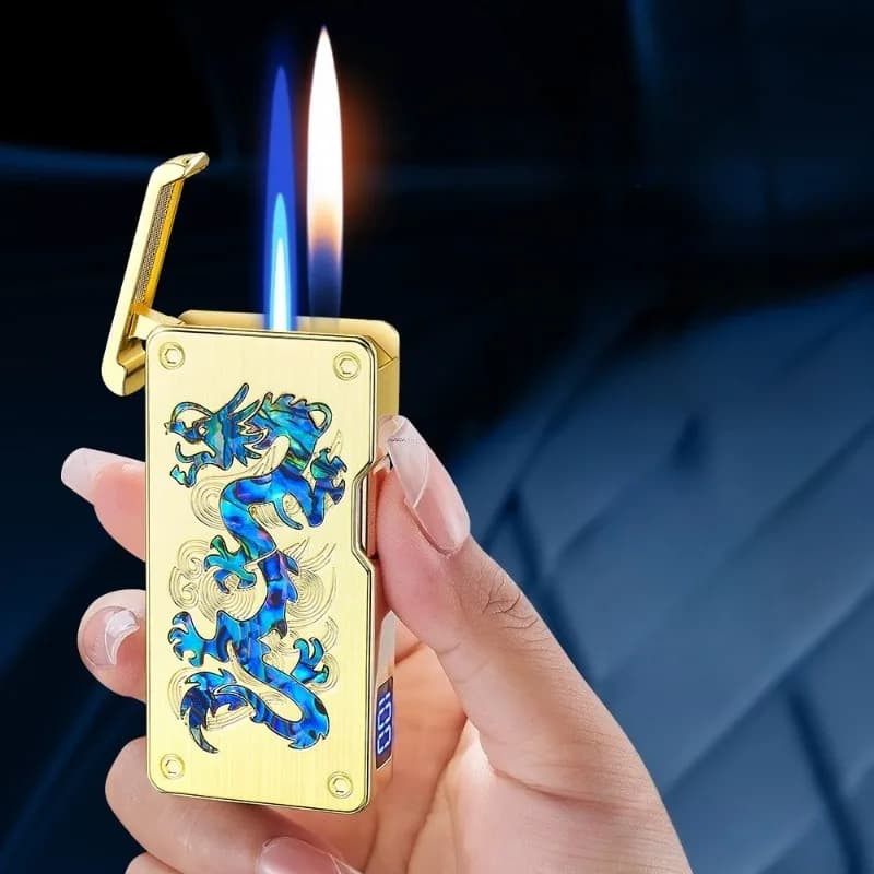 Nuovo accendino regalo da uomo di fascia alta con doppia fiamma a controllo vocale con rilevamento intelligente, accendino ricaricabile di tipo C