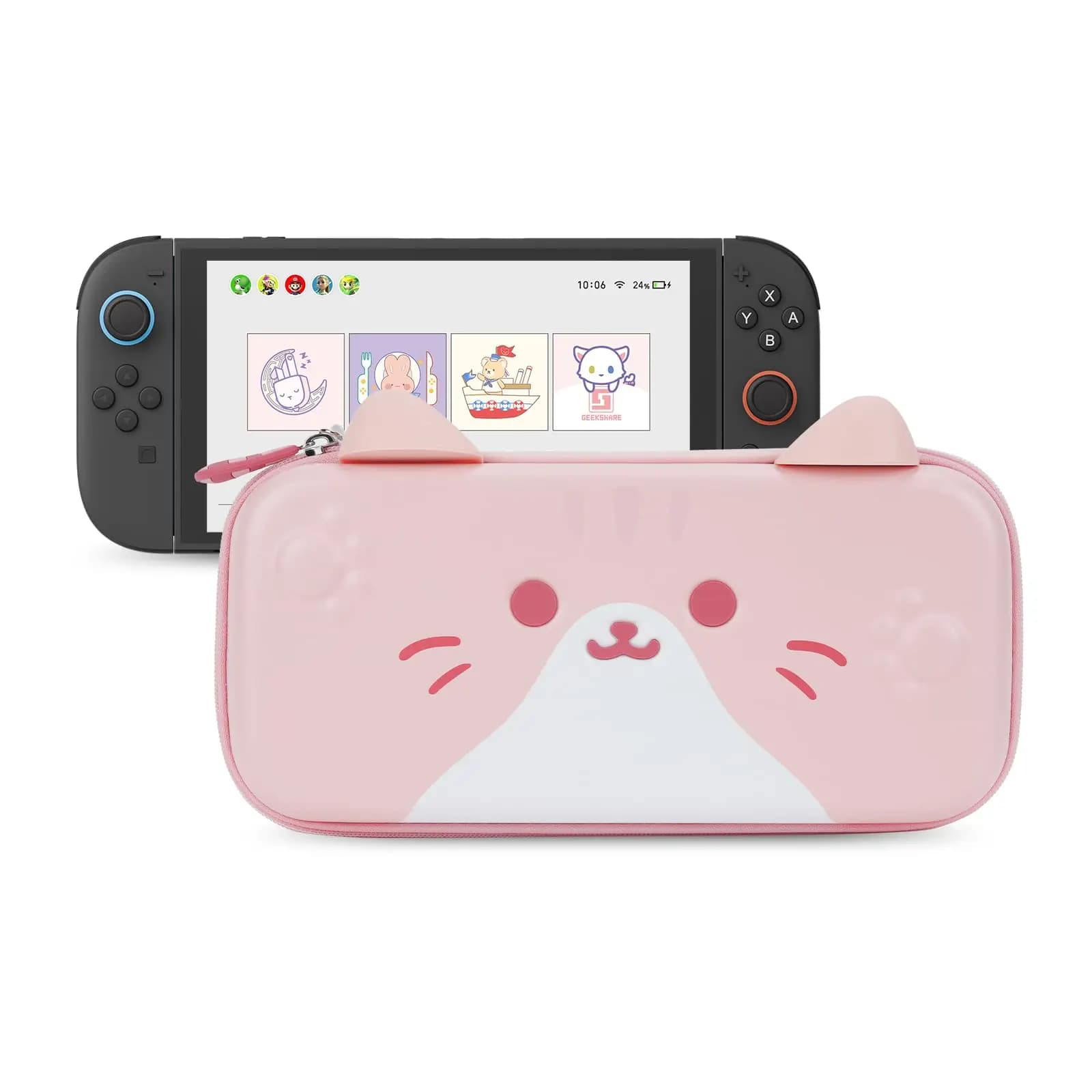 Nuova custodia rigida a forma di gatto per Nintendo Switch, borsa portatile con 10 slot per schede di gioco, custodia da viaggio antiurto