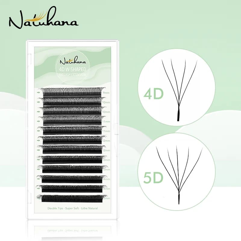 NATUHANA Extensions W-shaped 4D 5D lashes volume prepackaged W-shaped lashes natural soft fake makeup lashes