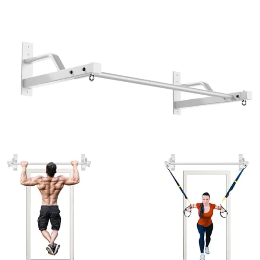 Home and commercial gym pull-up bar, steel, black, 600 lbs heavy duty with easy wall-mounted installation and versatile garage