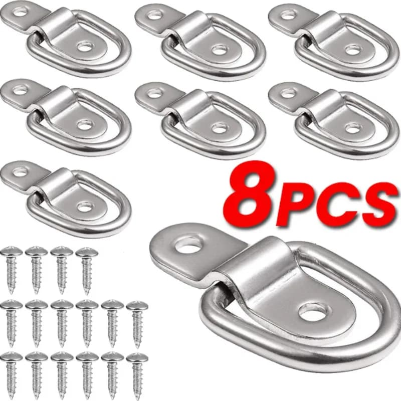 Trailers Bracket Rv Boats Pull Hook Tie down Anchors Ring Iron D-Type Stainless Steel Cargo Tie down Ring Fastener Anchor Point