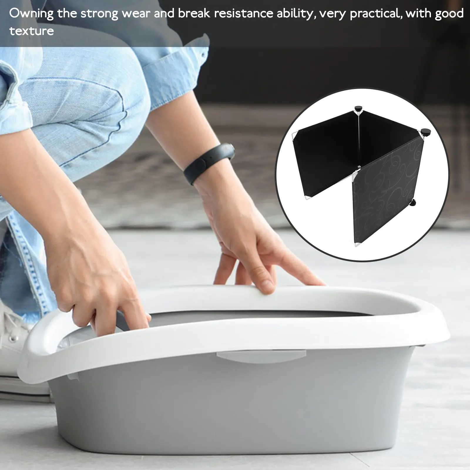 Set di 3 Protezioni per Lettiera Gatti, Paravento in Plastica PP, Copertura Privacy per Angoli Interni