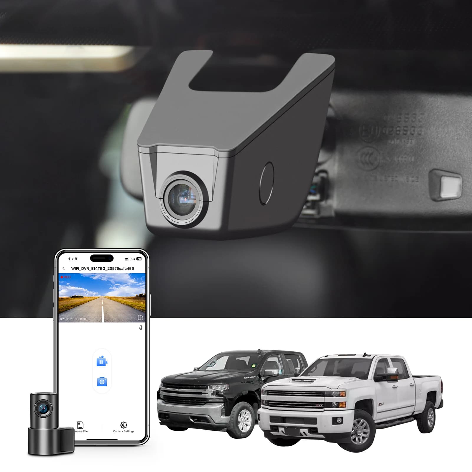 Mangoal Dash Cam dedicated 4K suitable for Chevy Silverado Select 1500 2014-2021 Select 2500/3500 2015-2023 (Model E) Parking Monitor
