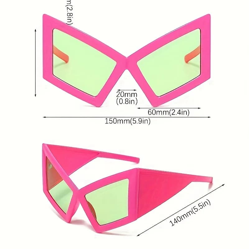 New personalized large-frame fashion cat glasses - bright green geometric design, polycarbonate material, suitable for catwalks, street shots and parties, fashionable women's glasses | bold fashion accessories | durable glasses