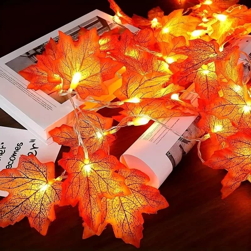 1pc 10/20 LED Maple Leaf String Lights luci fiabesche alimentate a batteria per la decorazione esterna della scena delle vacanze delle feste a casa