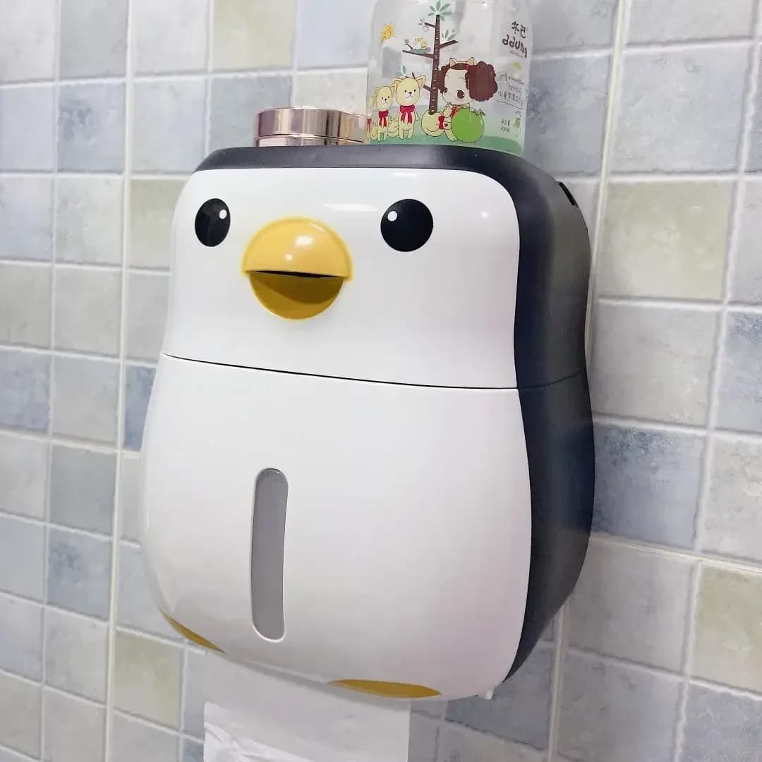 Creativo pinguino carta igienica Rack di stoccaggio Non perforato impermeabile rotolo di carta disegnata scatola di carta accessori per il bagno