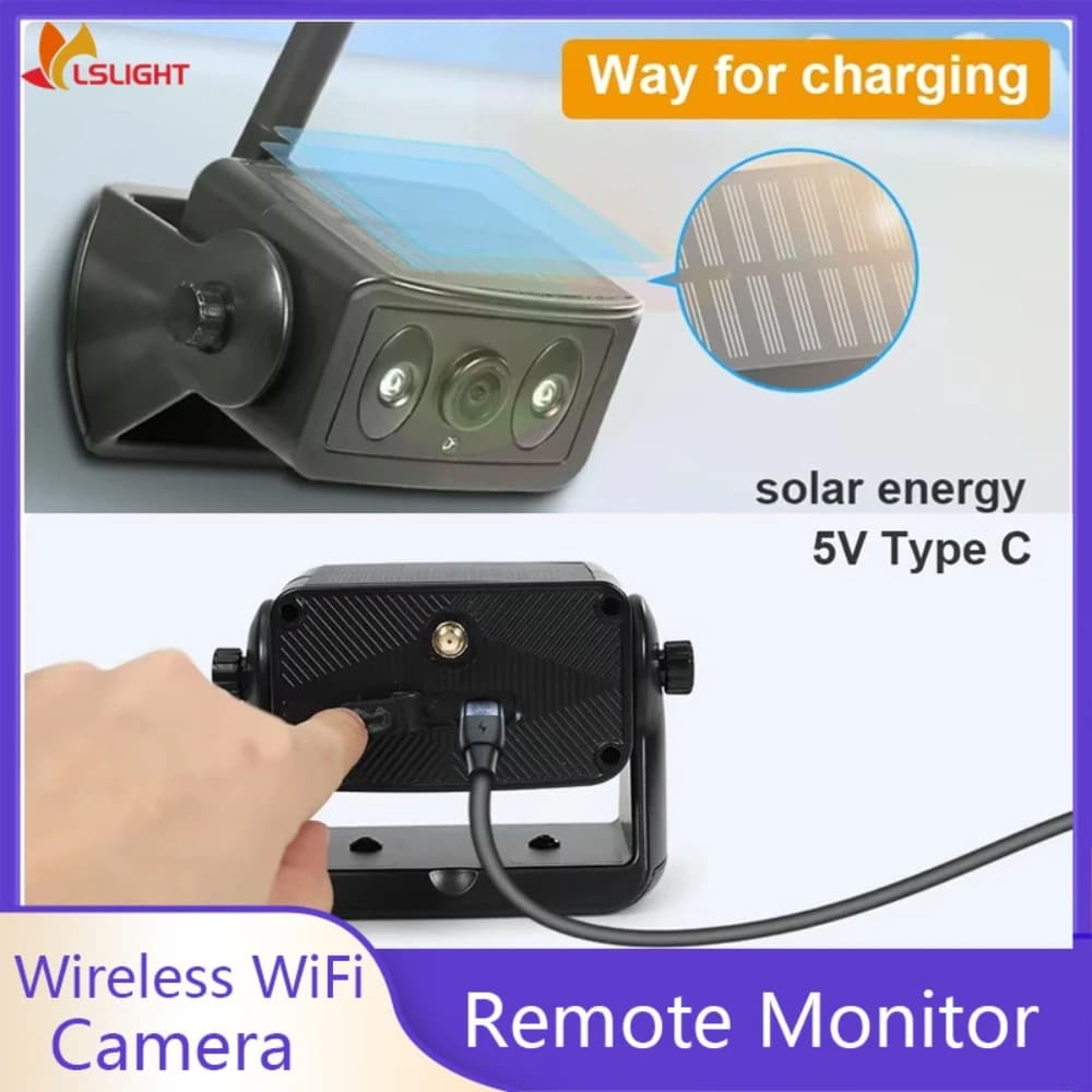 Telecamera WiFi wireless Visione notturna Retrovisore Monitor remoto TypeC Ricarica solare Installazione magnetica per accessori per camion autobus per auto