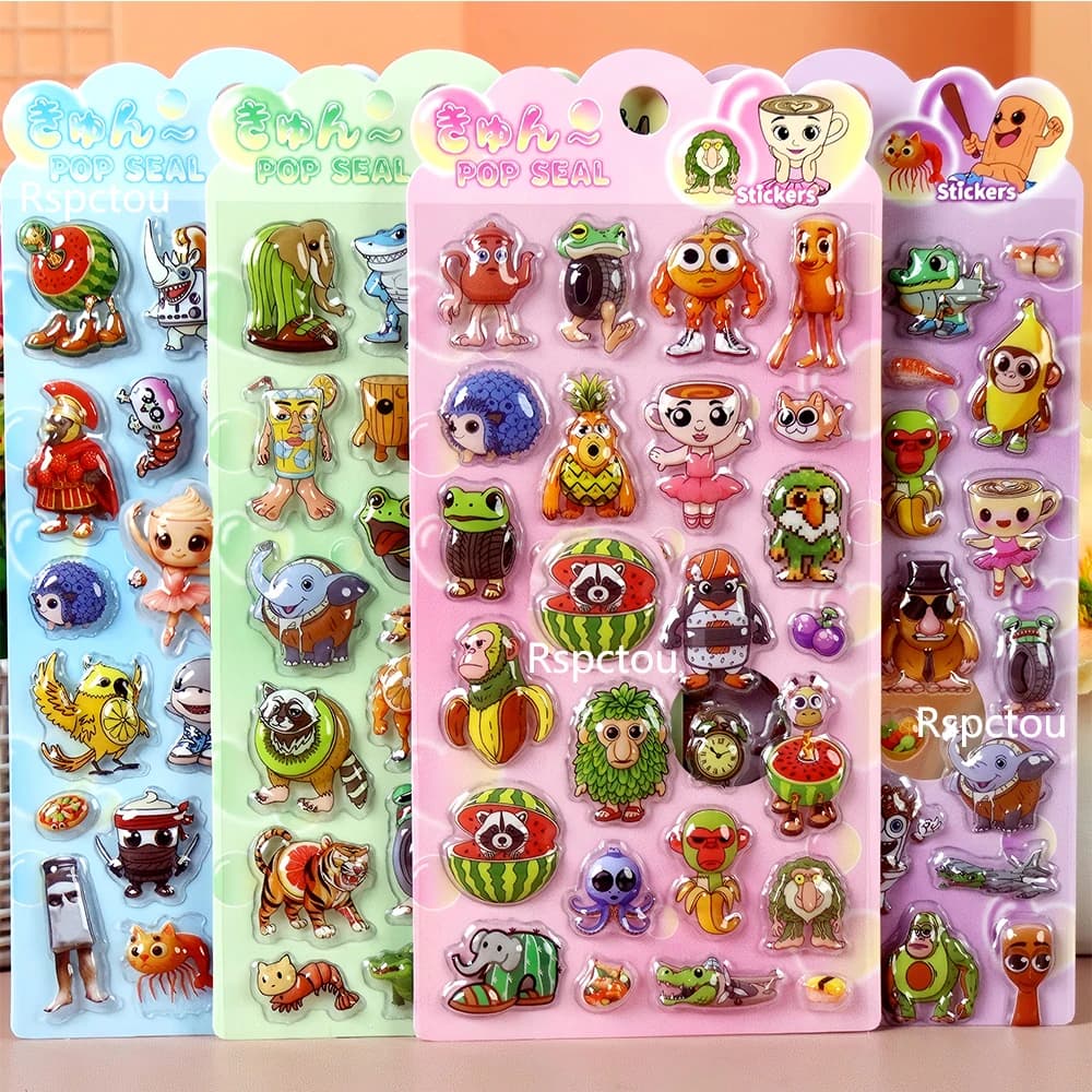 Carino Tung Sahur 3D Adesivi in rilievo Divertente italiano Brainrot Cartoon Bubble Decalcomanie FAI DA TE Scrapbooking Cassa Del Telefono Auto