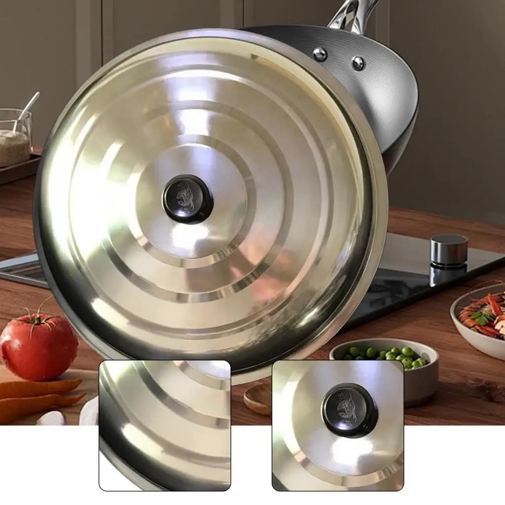 Coperchio per pentola in acciaio inossidabile, coperchio per padella, coperchio rotondo pratico per piatto da formaggio, coperchio per pentola da cucina per hotel, regalo, cucina