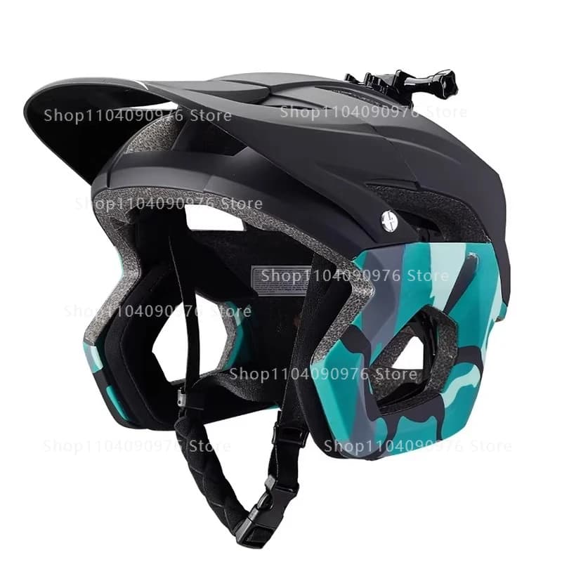 Casco da Mountain Bike Fuoristrada AM, Attrezzatura Ciclismo, Casco di Sicurezza con Supporto per Telecamera