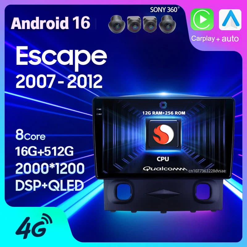 Android 15 Autoradio Per Ford Escape 1 2007 2008 2009 - 2012 Carplay Auto Navigazione GPS Lettore 2Din WIFI + 4G BT Stereo DVD Video
