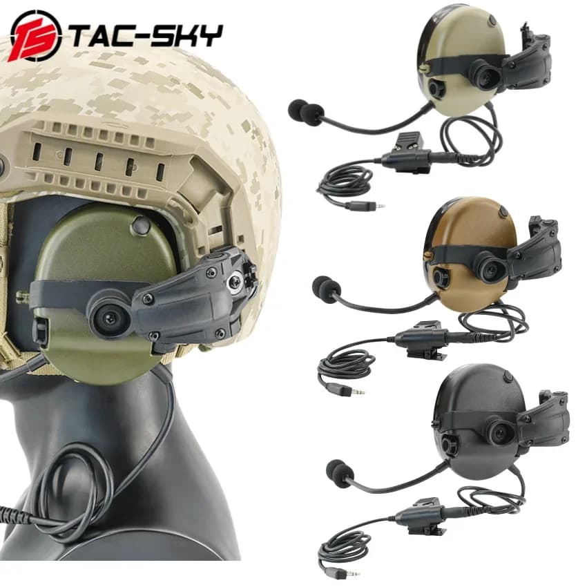Cuffie tattiche di comunicazione su un lato, con supporto per cuffie ARC Rail, con Tactical U94 Ptt per Walkie-talkie Baofeng