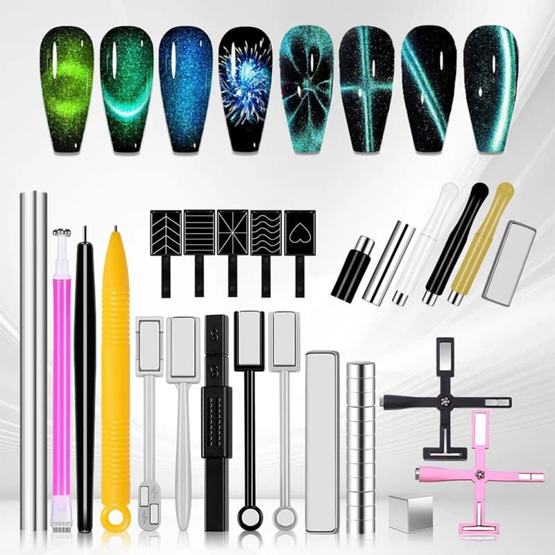 Bastone magnetico per gatti per nail art per pittura gel 3D Cat Eye Nail Art Stick magnetico Gel UV Smalto per unghie Strumento per manicure quadrato rotondo