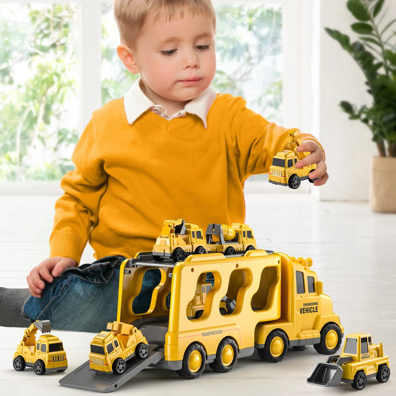 TEMI Diecast Carrier Truck Toys Cars Engineering Vehicles escavatore Bulldozer Truck Model set bambini Educational Boys For Toys