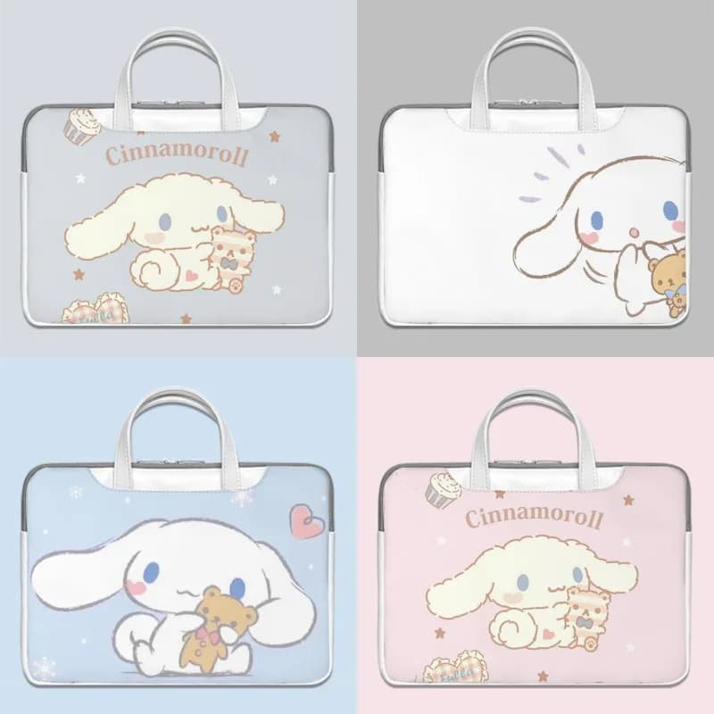 Borsa per laptop con design animato Cinnamoroll, carina e capiente, per tablet, borsa a tracolla a cartoni animati, per laptop da 12, 13, 14, 15, 15.6 pollici