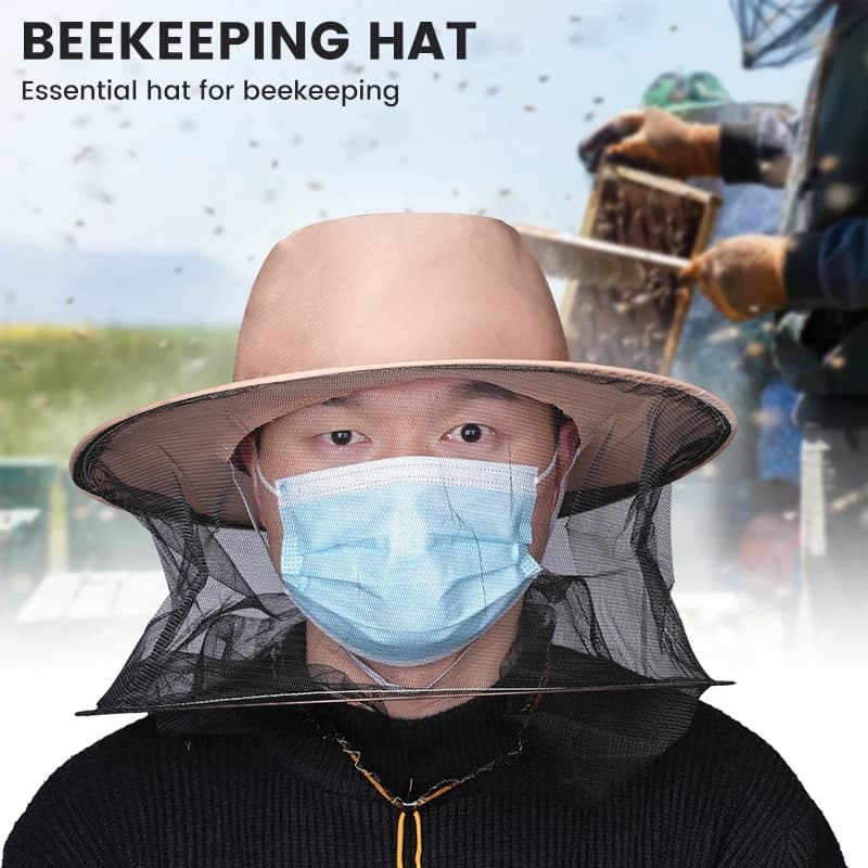 1 pz Cappello albicocca con rete nascosta Mesh repellente per insetti Protezione per api Protezione solare esterna Berretto da pesca Cappello anti ape Strumenti per apicoltore