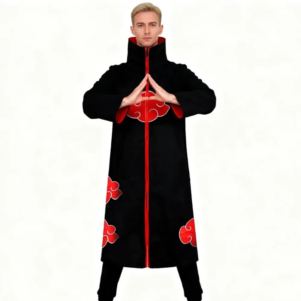 Costume Cosplay Anime Hokage Akatsuki, Mantello Ninja con Nuvole Rosse, Fascia per Capelli, Set per Comic Con e Feste con Pain, Itachi, Sasuke, Deidara, Kakuzu
