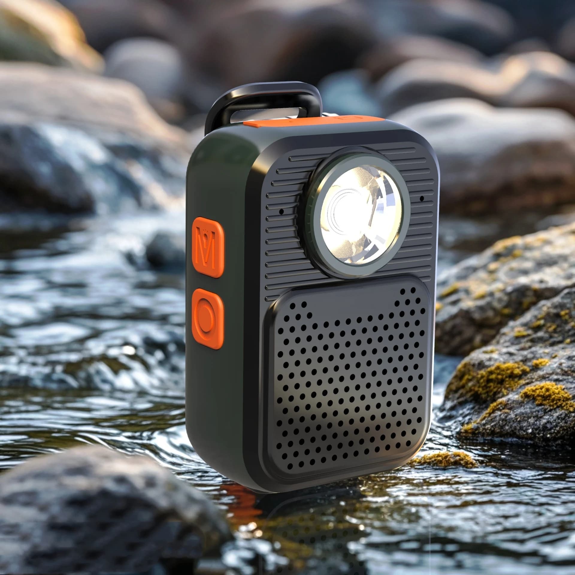 Altoparlanti Bluetooth Impermeabili con Torcia LED, Clip Magnetica Posteriore, Batteria da 800mAh, Supporto Scheda TF per Avventure all'Aperto