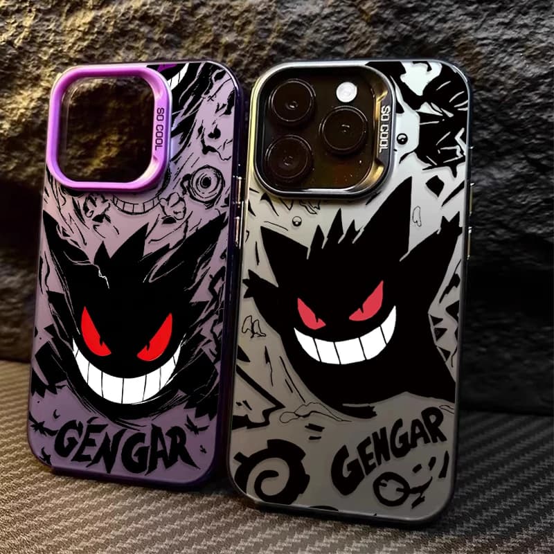 Rear cover for iPhone 17 16 15 14 13 12 11 Pro Max Plus 17 Air 16E XR XS Max with P-Pokemon Gengar cartoon theme plating