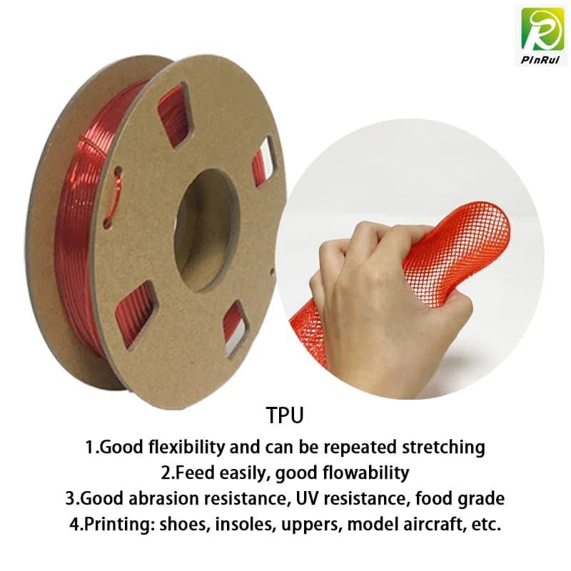 PINRUI 250g filament TPU 3D 1.75mm, flexible filament TPU 95A, 3D printing filament TPU soft