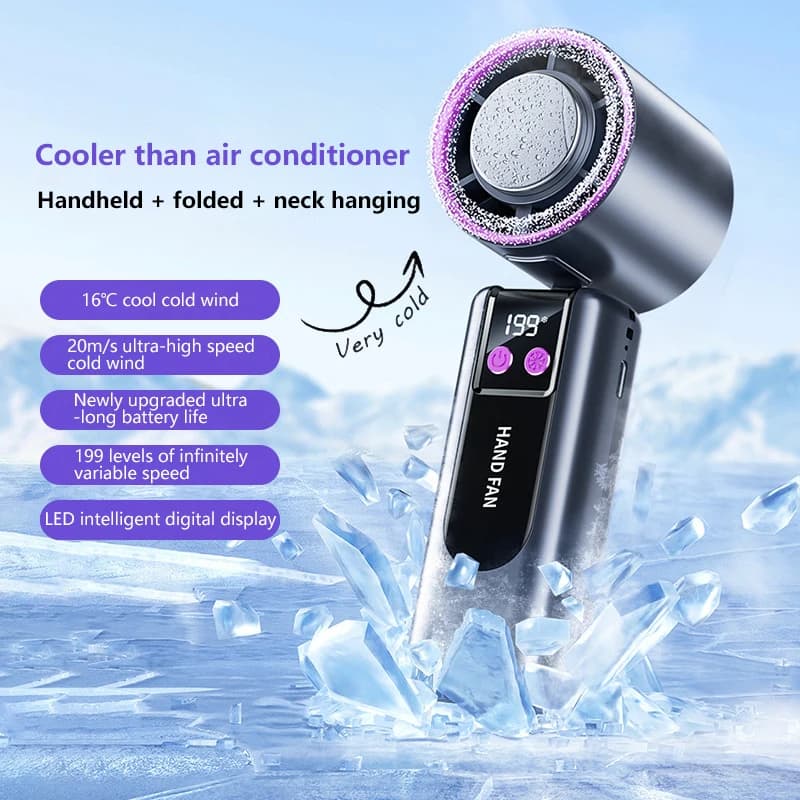 199-speed High-speed Cooling Fan Usb Charging Digital Display Large Wind Turbine Handheld Portable Fan Mini Cooling Fan 2026 Hot