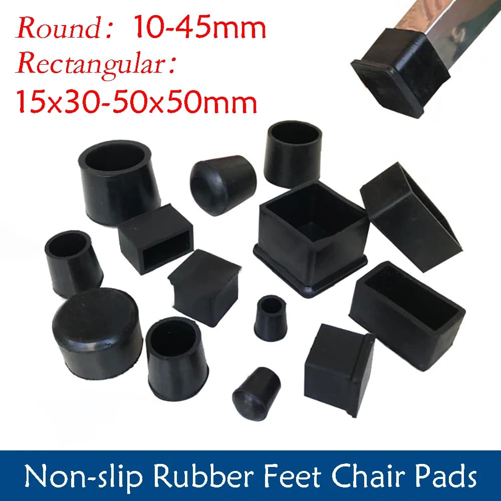 2-100 Pcs Black Non-slip Rubber Feet Chair Pads Round/Square Furniture Legs Table Feet Anti Scratch Cover Caps 10-50mm