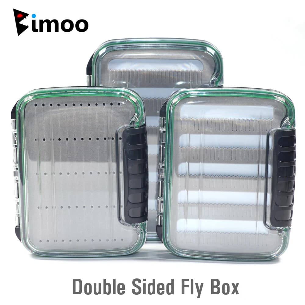 Bimoo Fishing Box for Baits Double Side Waterproof Plastic Lure Boxes Foam Fly Fishing Tackle Storage Box Supplies Accessories