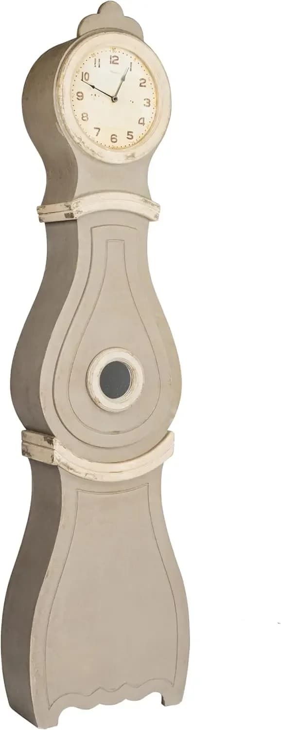 Orologio da Parete Stile Nonno in Legno Grigio Invecchiato