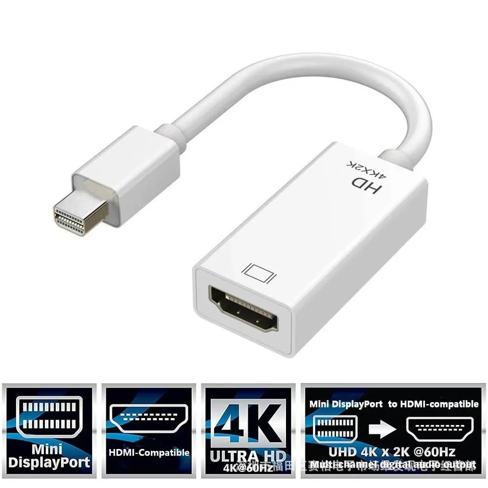 Adattatore compatibile Mini DP Thunderbolt a HDMI Convertitore DP maschio a HD femmina 4K/1080P compatibile per proiettore portatile MacBook