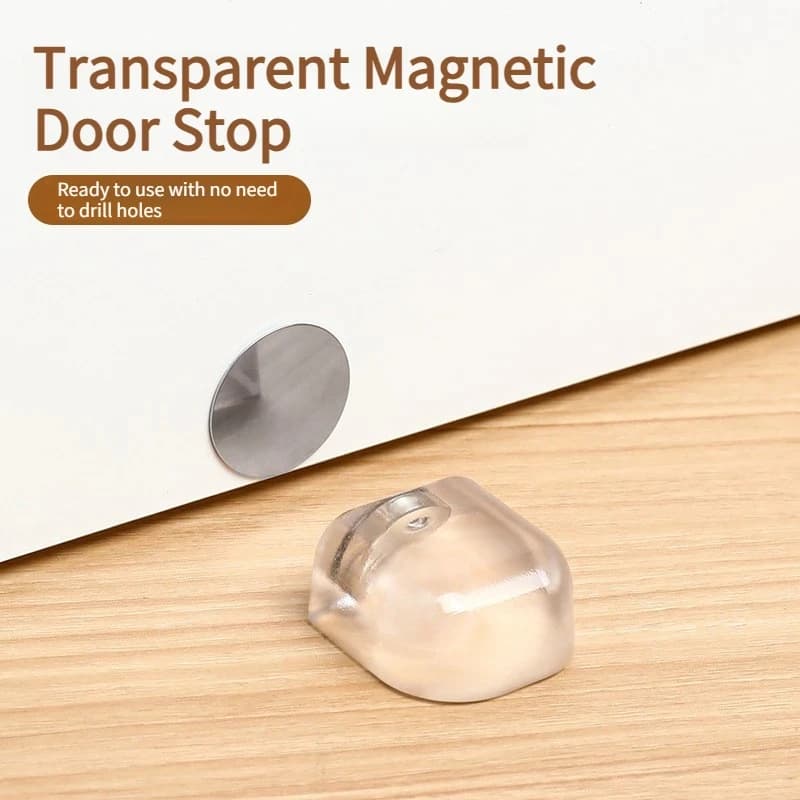 1PC No‑Drill Magnetic Flat Door Stop Transparent Self‑Adhesive Silicone Door Bumper Mute Safe Floor Mount Door Stopper Accessory