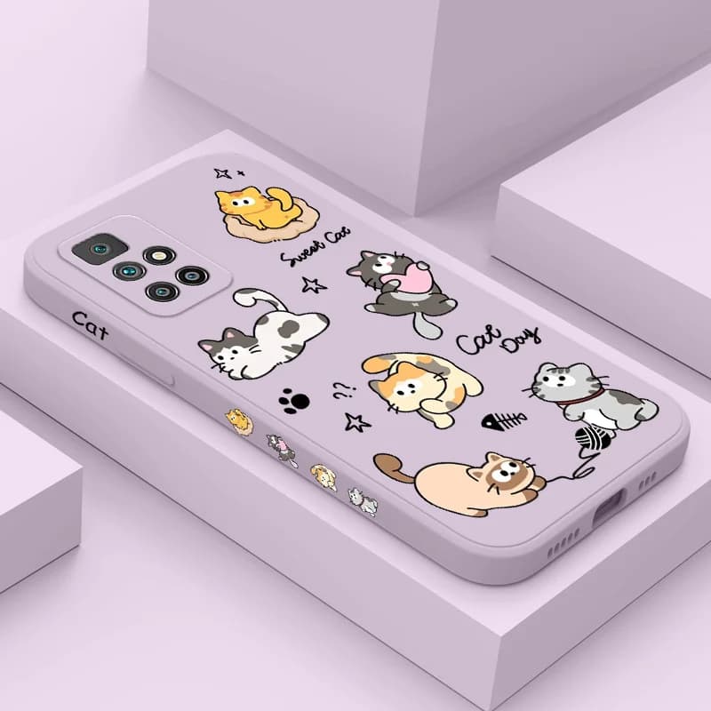 Custodia per telefono a sfera Cat String per Xiaomi Redmi 13C 12 12C 10 10C 10A 9 9T 9A A1 Pro Plus 4G 5G Cover in Silicone liquido
