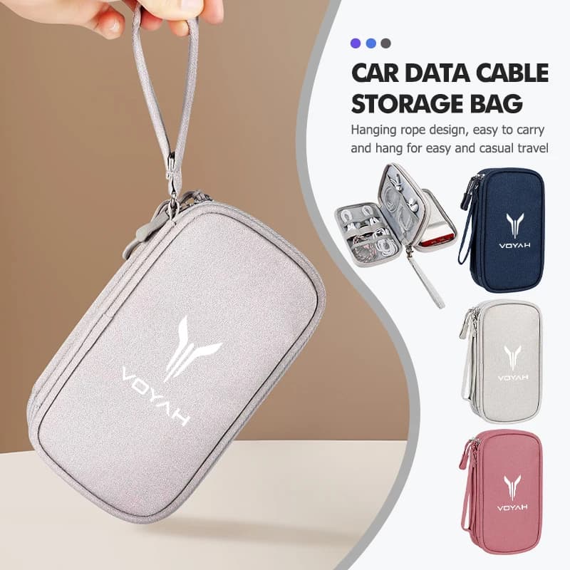 Car Storage Bag Earphone USB Data Cable Travel Organizer For Voyah Free Dreamer Zhuiguang H53 2021 2022 2023
