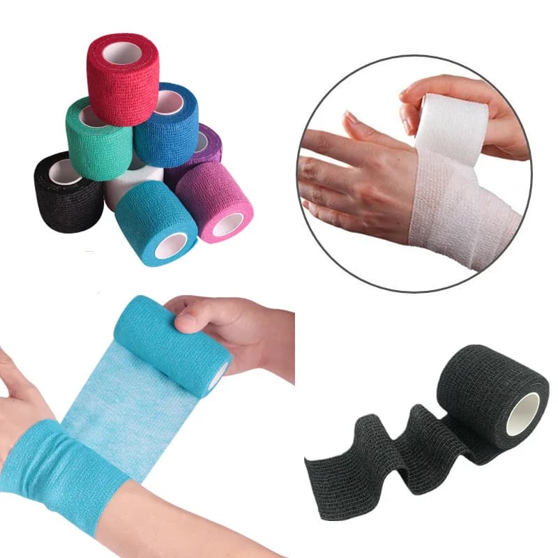 1 rotolo di bende non tessute bende elettriche autoadesive dito braccio gamba medicazione per ferite bende sport cerotto di primo soccorso