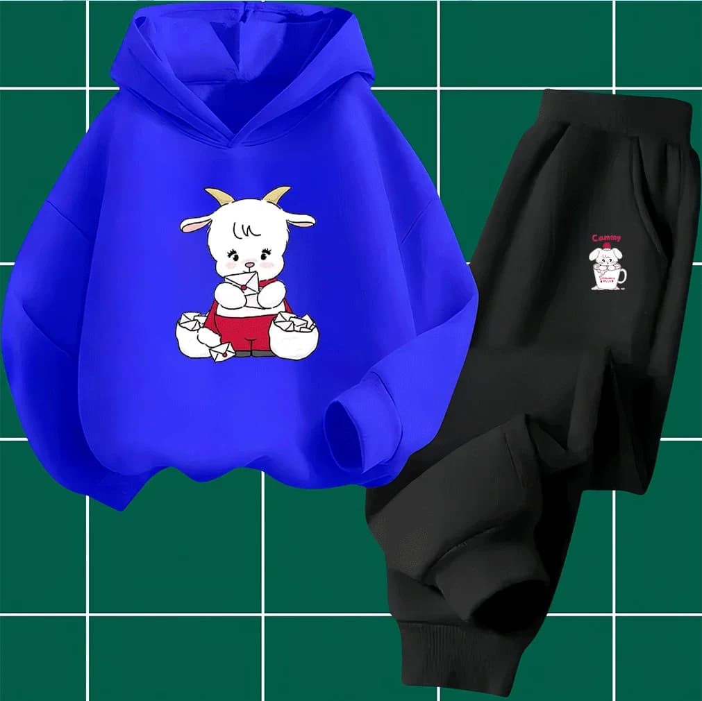 Set di Abbigliamento con Felpa con Cappuccio in Puro Cotone per Bambini e Bambine, Morbido e Caldo per Autunno e Inverno, Design Cartoon Mikko