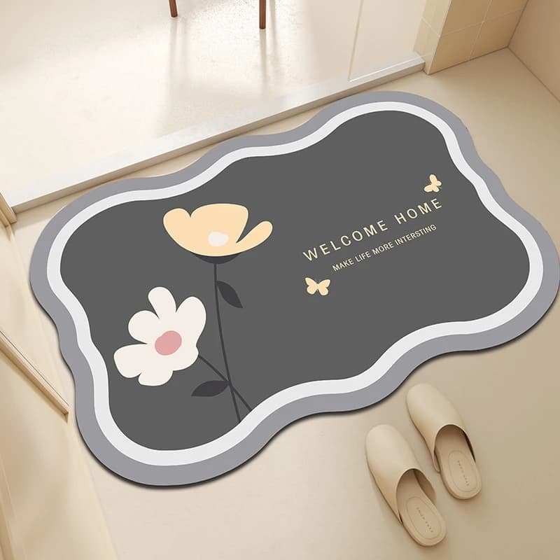 VIKAMA Tappetino da bagno stampato elegante e semplice, antiscivolo e assorbente, ad asciugatura rapida, per bagno e decorazione domestica