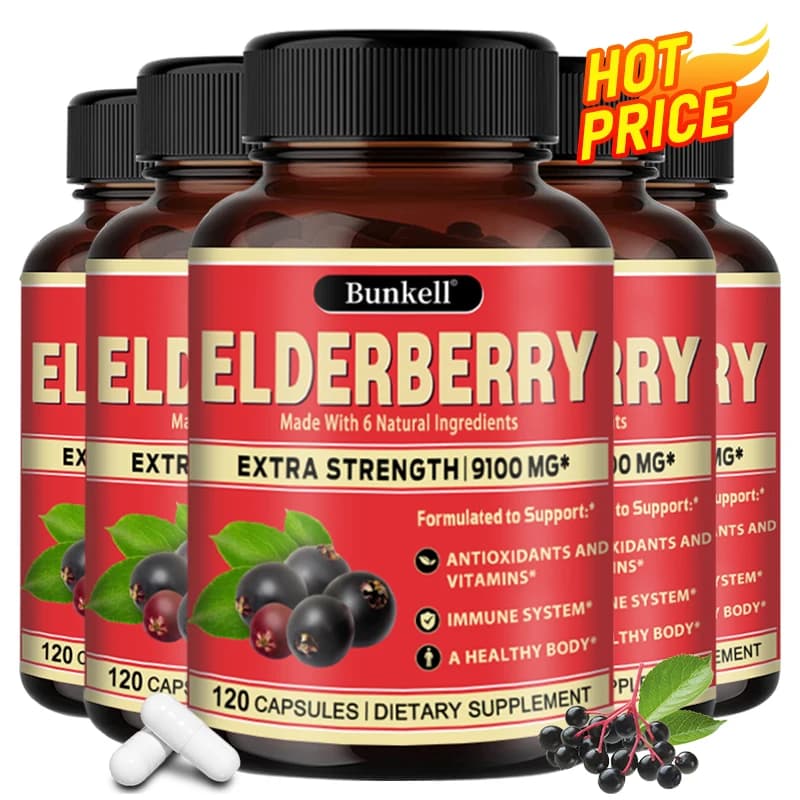 Elder capsules - Ricche in vitamins - Supports antiidity, immune system health, non-GMO, food supplement
