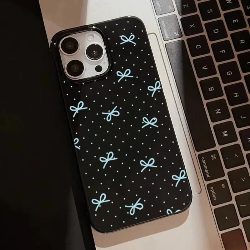 Bella custodia per telefono Bowknot rosa e blu per iPhone 17 Air 16 Pro Max 15 14 Plus 13 12 Mini 11 Pro Cover posteriore in silicone antiurto