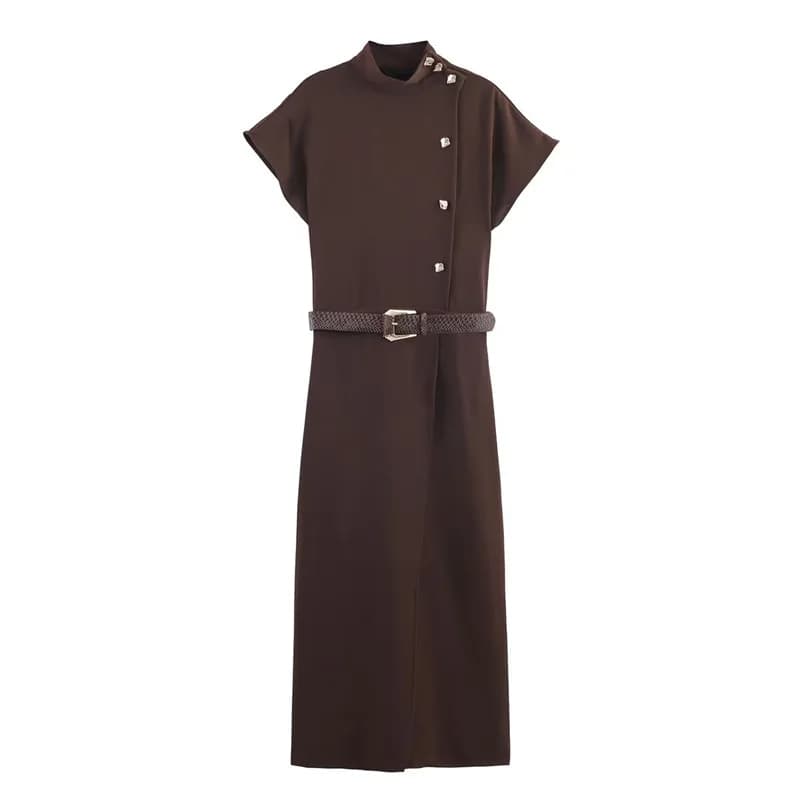 Autumn New Women's Fashion Temperament Elegant Long Dress With Belt