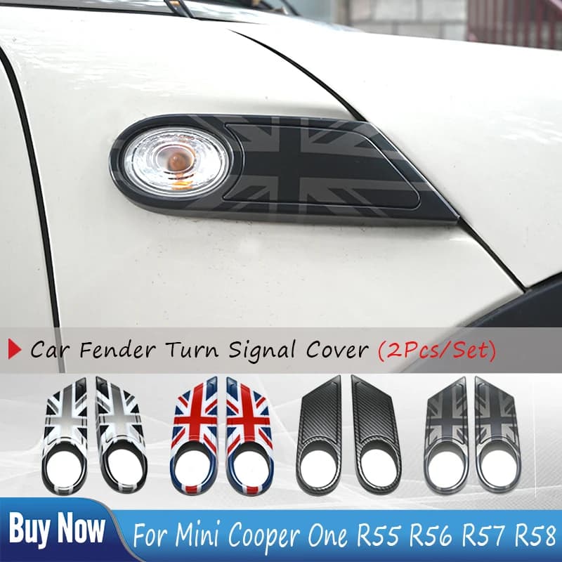 For MINI Cooper D One R56 Clubman R55 Convertible R57 R58 The Black Flag Car Fender Turn Signal Exterior Light Covers Sticker