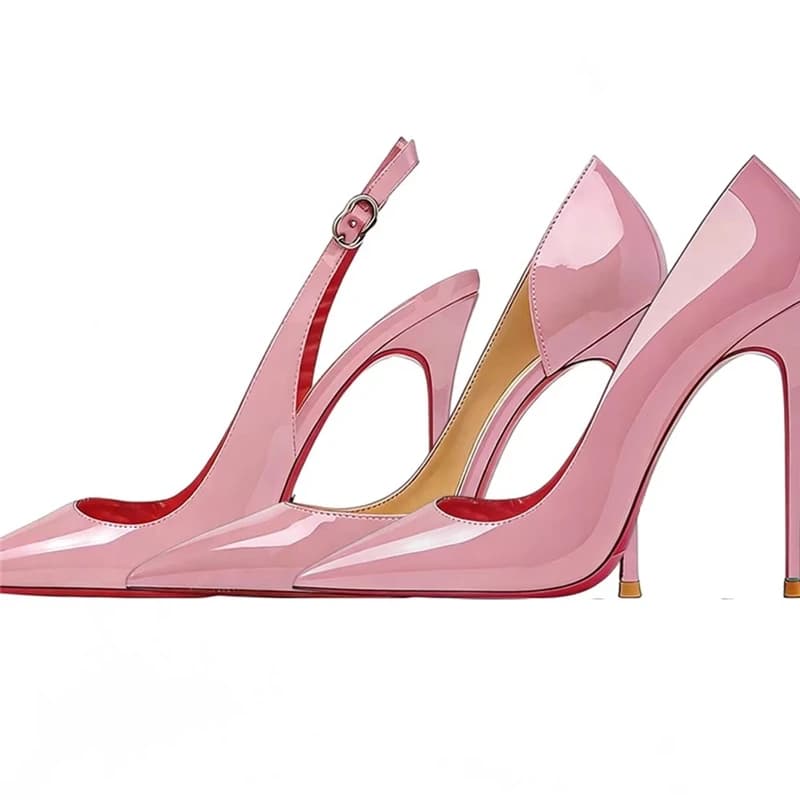 Spring and summer new pointed toe shallow pink patent leather single shoes banquet large size thin high-heeled women's sandals