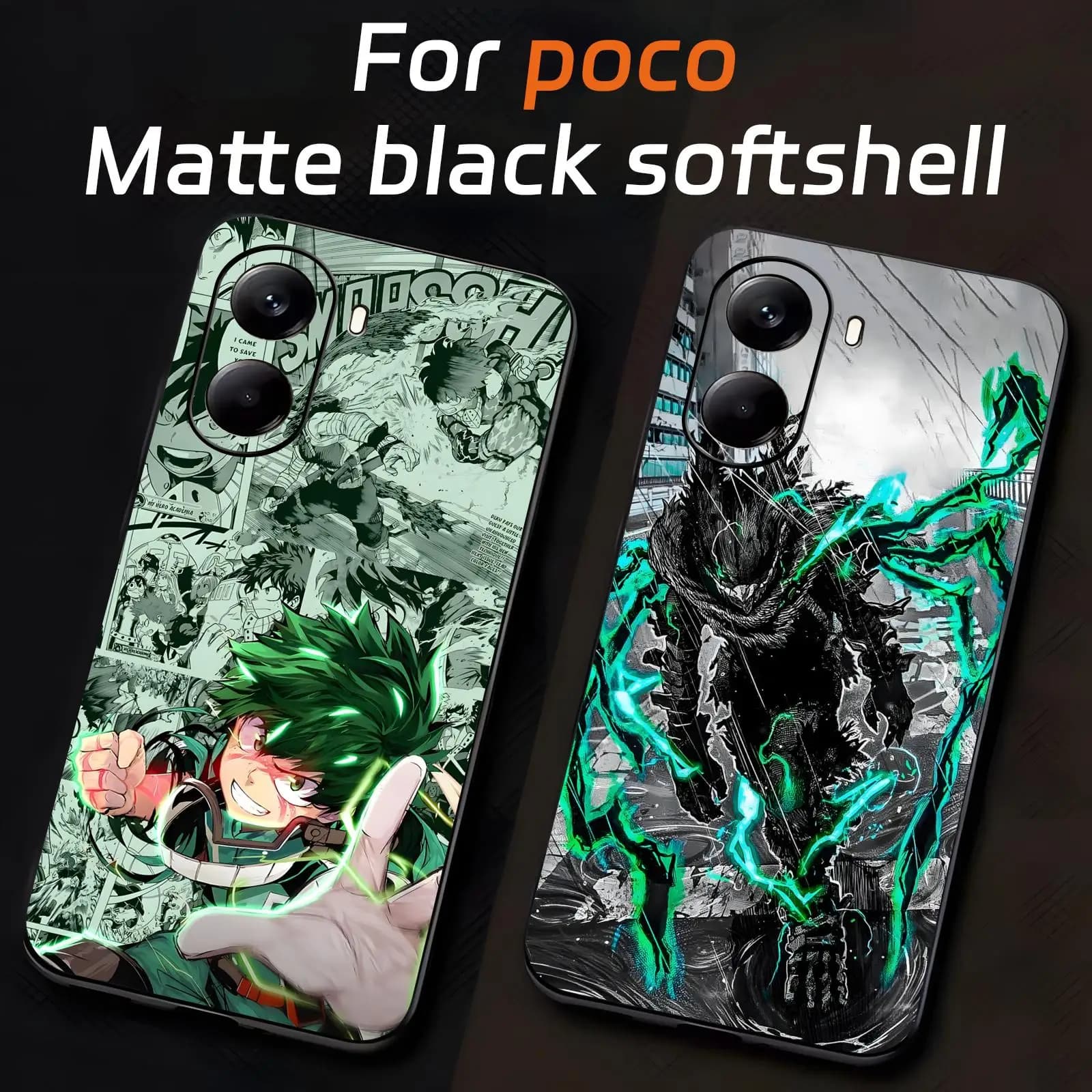 Deku My Hero Academia Phone Case For Xiaomi POCO M7 M6 M5 X7 X6 X5 F7 F6 F5 Pro 5G Soft black Shockproof Cover