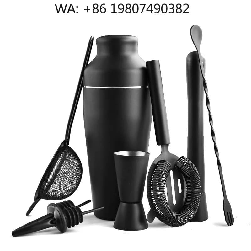 8 Pieces Matte Black Boston Cocktail Shaker Set, 20oz Stainless Steel Bartender Mixing Tools, Stylish Bar Party Kit