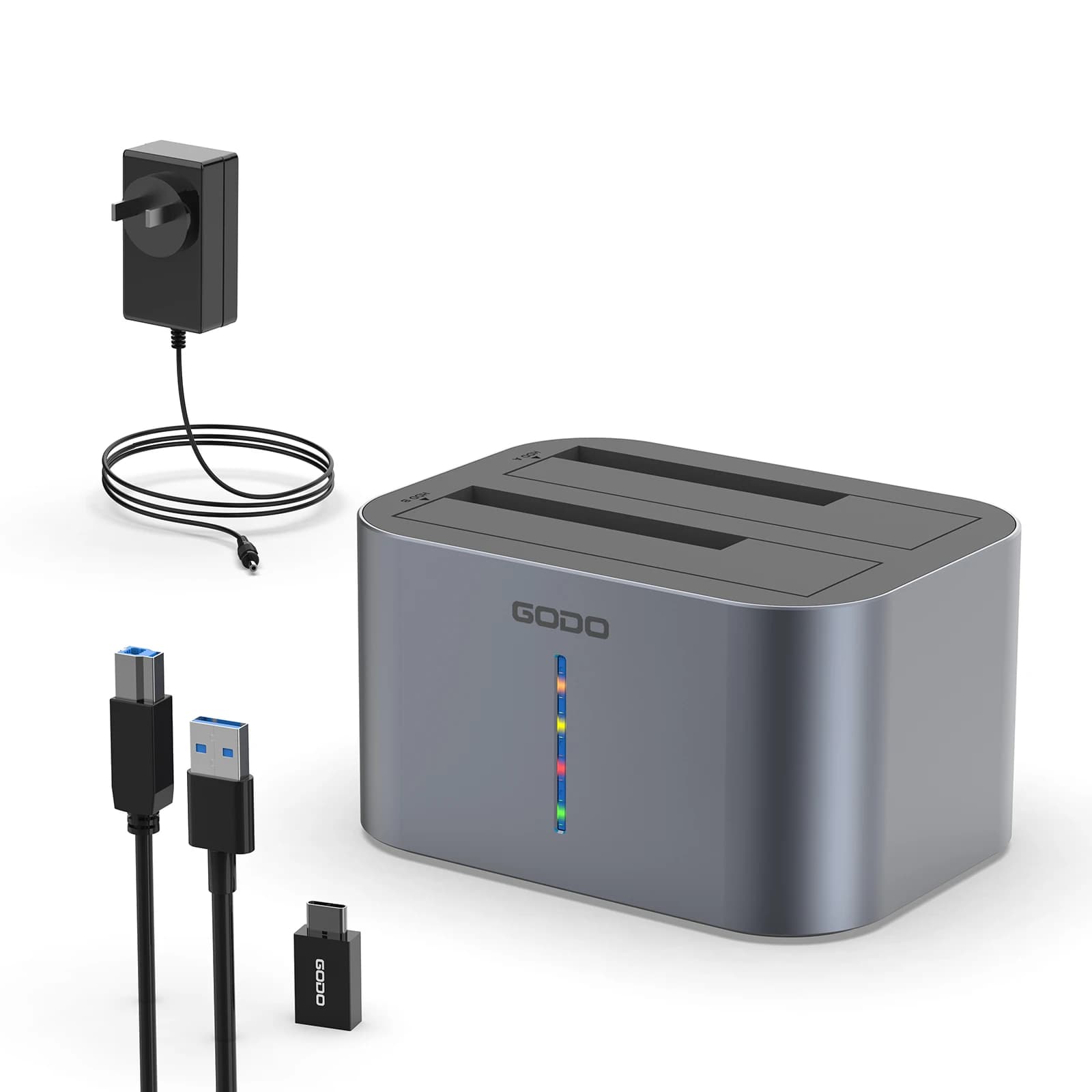 GODO USB 3.0 Hard Drive Dock Aluminum External Hard Drive Docking Station for 2.5 3.5 inch SATA HDD Case Offline Copying