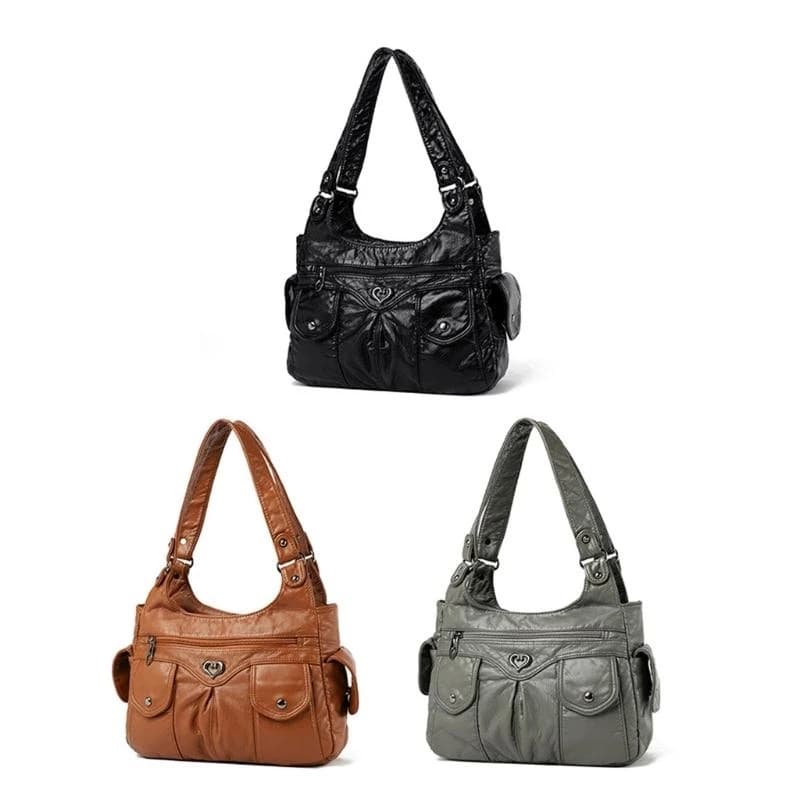 X7XC Borsa a tracolla a tracolla elegante in pelle PU da donna con ornamento rivetti e ampia borsa sotto le ascelle per le